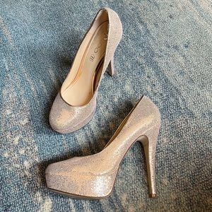 ALDO gold heels sequin pumps
